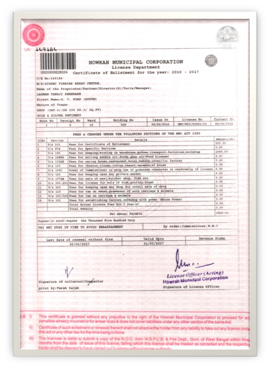 Page 3 of Trade License of Siddhi Vinayak