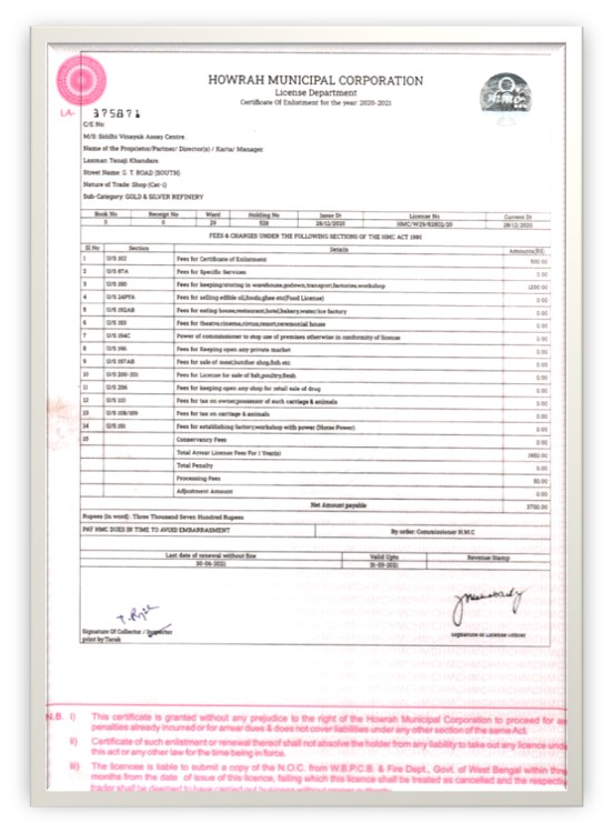Page 6 of Trade License of Siddhi Vinayak