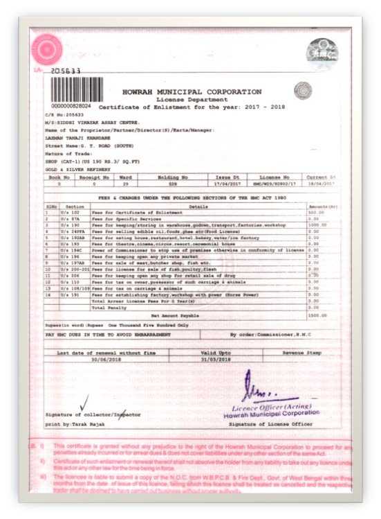 Page 4 of Trade License of Siddhi Vinayak